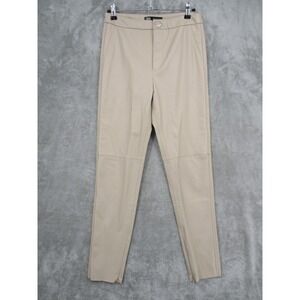 Zara Pants Womens Medium Vegan Leather Trouser Ankle Zip Fitted Office Career